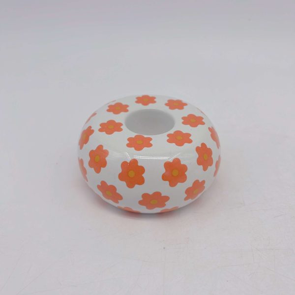 Yellow Ceramic Flower Candle Holder