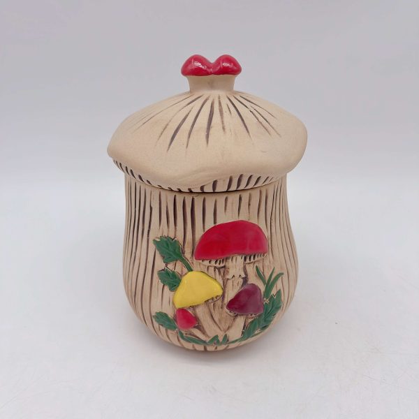 Yellow Ceramic Mushroom Jar