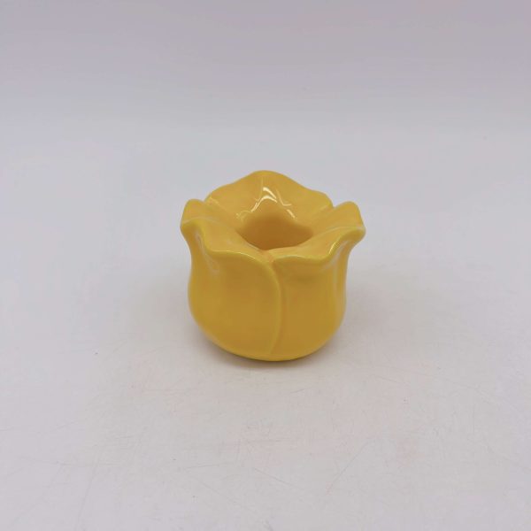 Yellow Ceramic Tulip Candle Holder Small Size
