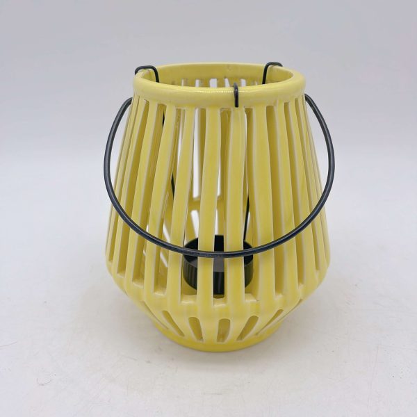 Yellow Striped Ceramic Lantern