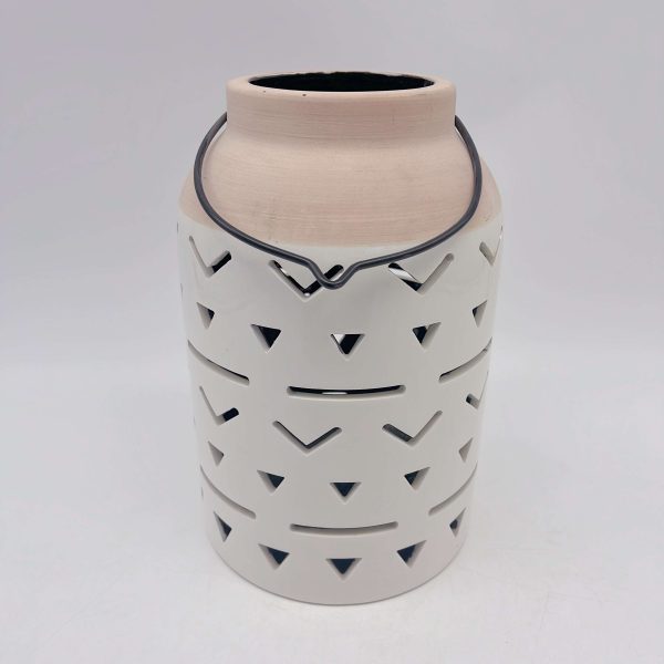 Yellow White Ceramic Lantern Decor