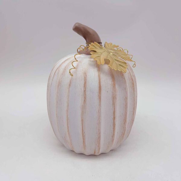 Yellow White Ceramic Pumpkin Decor